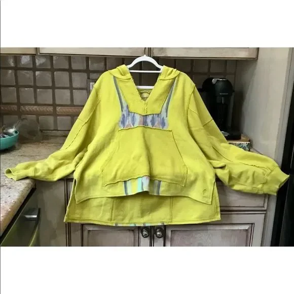 Free People Movement Surf Sesh Baja Sweatshirt Hoodie Yellow Oversized - Picture 5 of 6